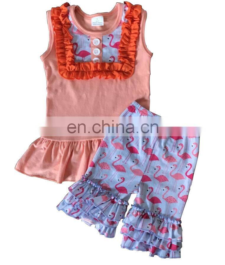 Fashion cheap ruffle easter clothes sleeveless kids clothing wholesale