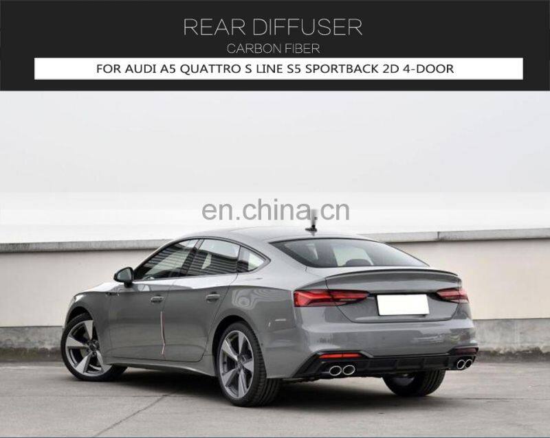Prepreg Dry Carbon Fiber S5 Car Rear Diffuser Lip for Audi S5 B9 A5 SLINE Sportback 4-Door 2020 2021