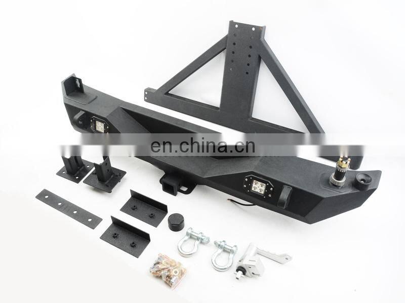 4*4 Rear Bumper with Tire Rack for Jeep Wrangler JK 07+ Accessories Bumper with Light