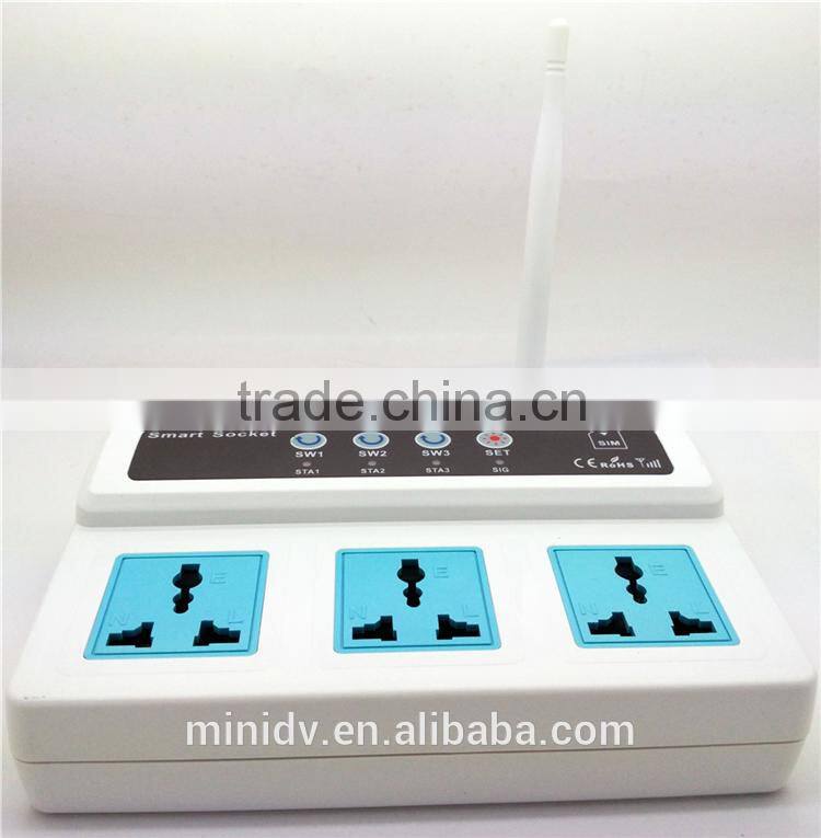 2200W 10A QUADBAND SMS/CALL Remote Controlled GSM Power Socket with 3 Outlets Which Also Supports Temperature Control