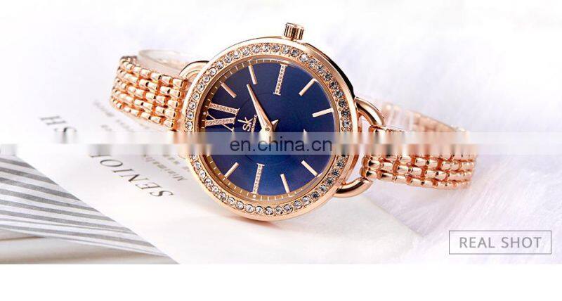 SHENGKE K0089L Light Luxury Feminine Watchs Noctilucous Big Needle Hand Watchs Classic Quartz Bracelet Watch