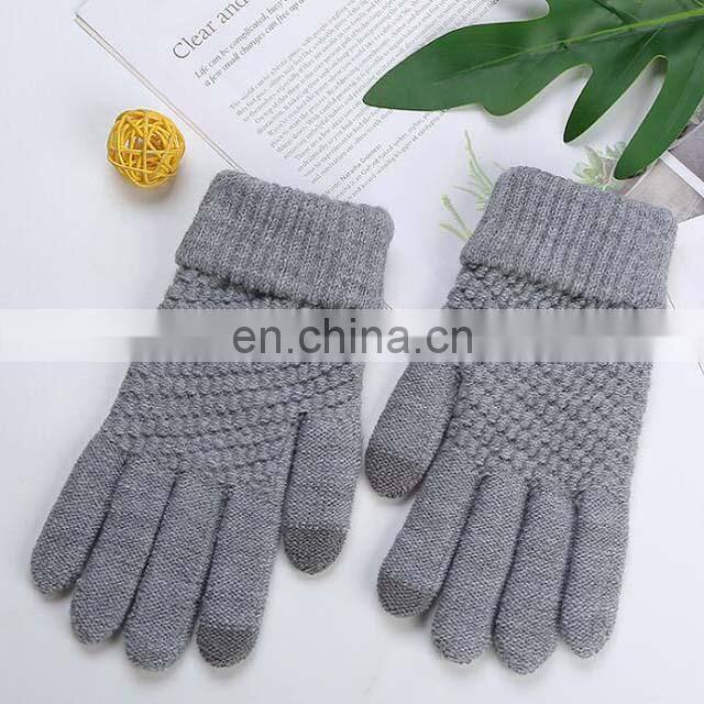Wholesale Custom Acrylic Knitted Gloves Women Mnes Warm Knitted Winter Gloves For Outdoor