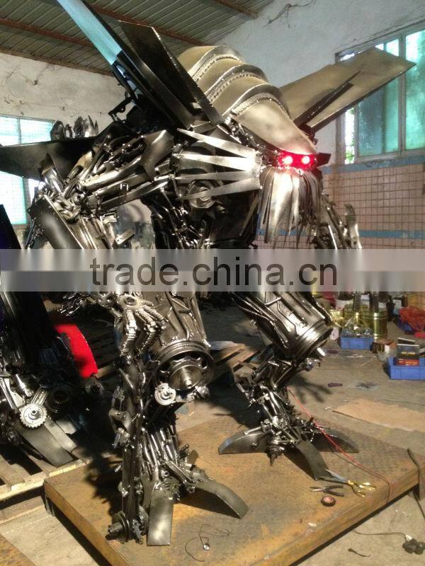 iron sculpture 2.5 meters high Jetfire commercial office lobby decor