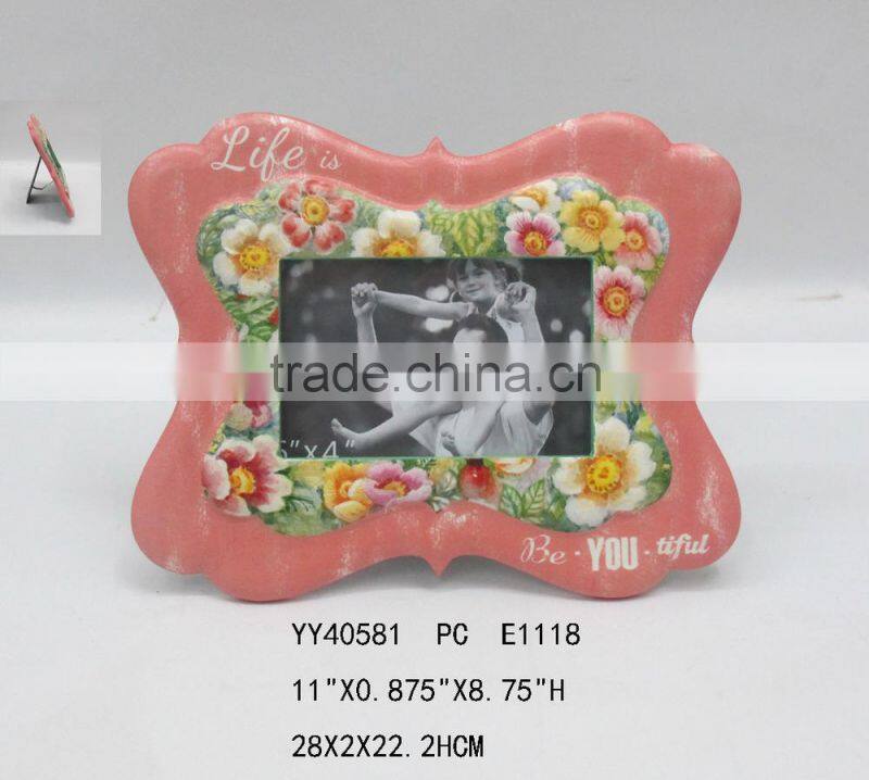 Lovely flower frame 4*6 inch metal table and wall photo picture frame for family