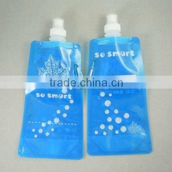 China factory custom foldable plastic drinking water bag with spout and hook