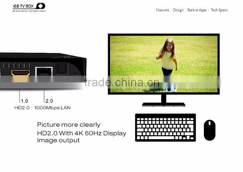 2016 New Cheapest RK3368 64Bit Octa Core 2GB RAM 16GB ROM OTT TV Box Android 5.1 OEM I68