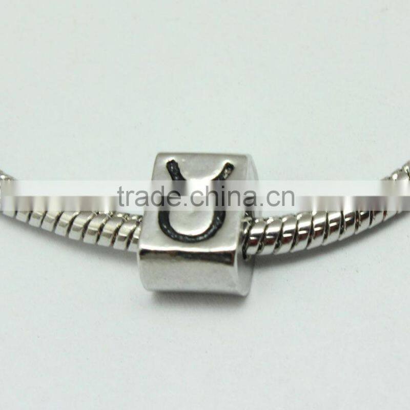 Wholesale Zinc Alloy Archaized Pdora Square Shape Anti-silver Slide Beads