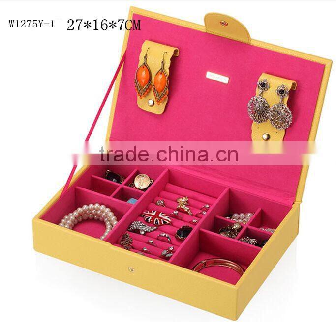W1275Y-3 Wholesale Alibaba 10'' Stackable Jewelry Display Tray Wooden Jewelry Case Leather Jewelry Tray