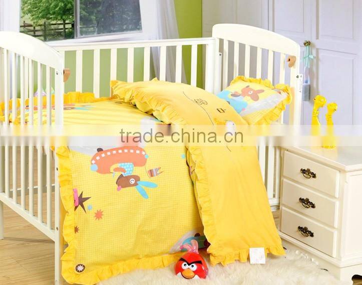 Eco-friendly cotton material comfortable lovely printed cheap kids bed set