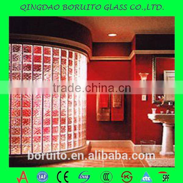 colored glass brick/ decorative glass block for curtain wall / lightweighe building material