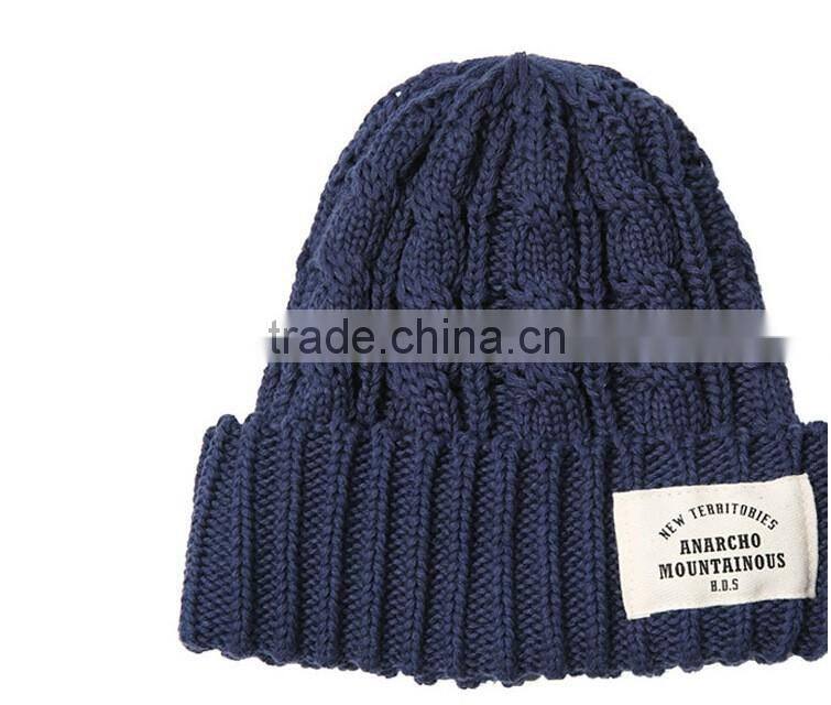 Fashion Popular Applique Embroidery Rolled Brim Beanie Fashion Ladies Hat