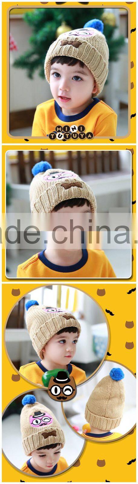 Wholesale 2015 Winter Latest Gentle Cat Embroideried Fashion Boys Girls Kids Hat