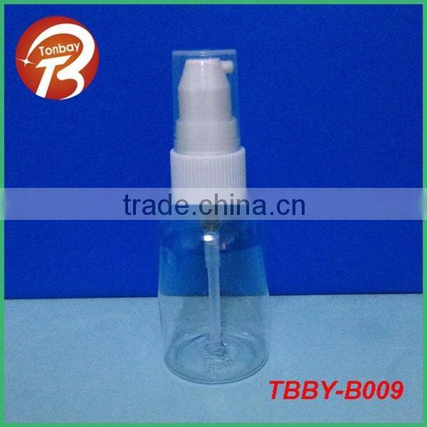 50ml boston round PET plastic bottle with pump dispenser for skin care ,olive oil TBBY-B009