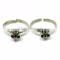 Unique Design !! Multi Stone 925 Sterling Silver Toe Ring, For Beautiful Foot, 925 Sterling Silver Jewelry