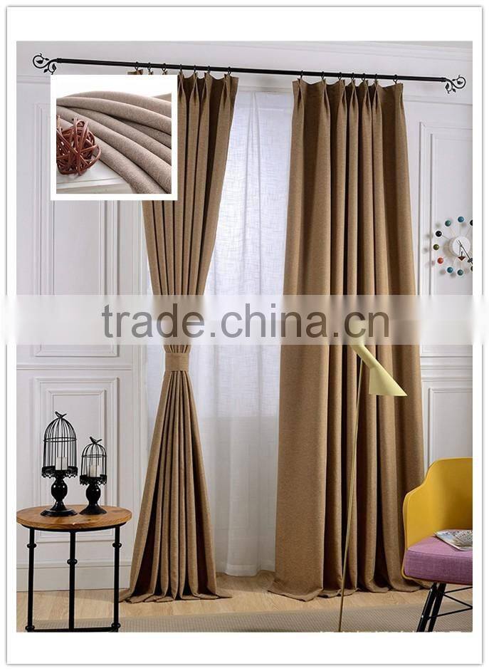 Solid color polyester linen blackout curtain fabric
