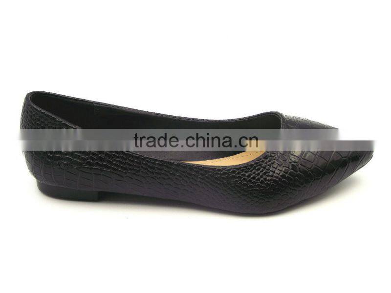 2016 wholesale factory price special leather Stone Pattern women flat shoes in stock