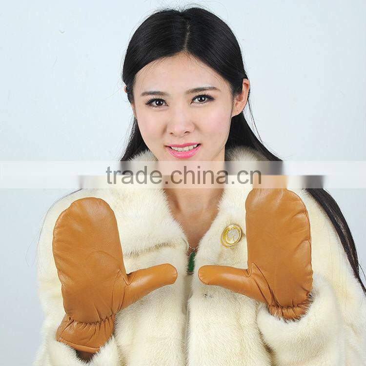 sheepskin leather Winter mittens for adults
