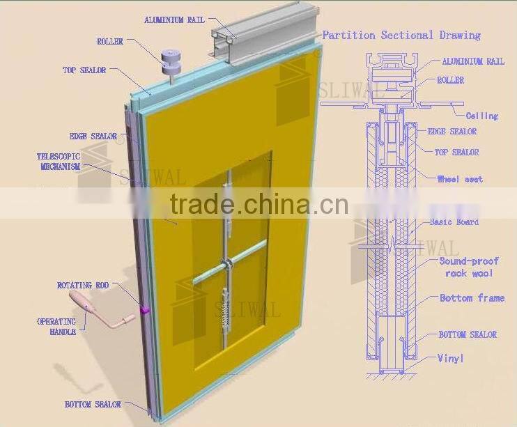 china manufacturer aluminium high quality partition wall sliding door for Multi-functional Hall
