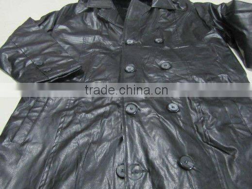 Long style mens pu leather jacket