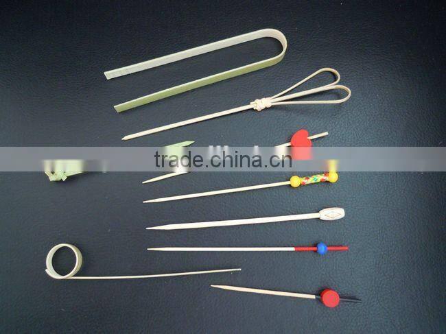 Disposable pick,knotted bamboo picks,bamboo decorative knot party picks