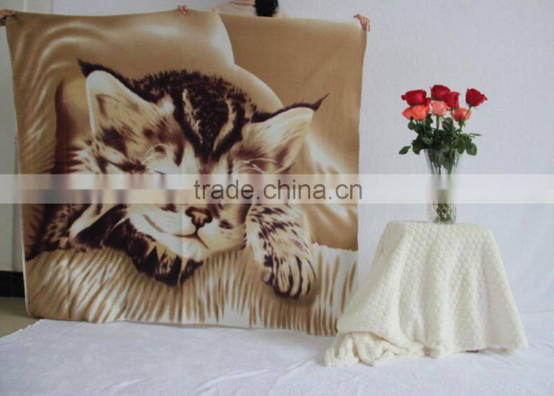 "Wolf" Animal Design Polar Fleece Blanket 100 polyester blanket baby kids children pet travel throw best price factory China