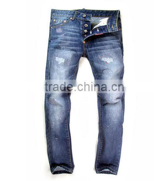 100% Cotton Custom/OEM Distress High Rank White Pocket Temperament Fashion Jeans jeans men