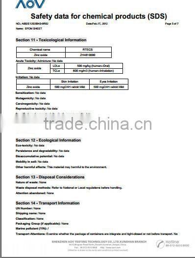 membrane sheet epdm rubber anti aging 1/32" 3/32" 1/8" China rubber manufacturer