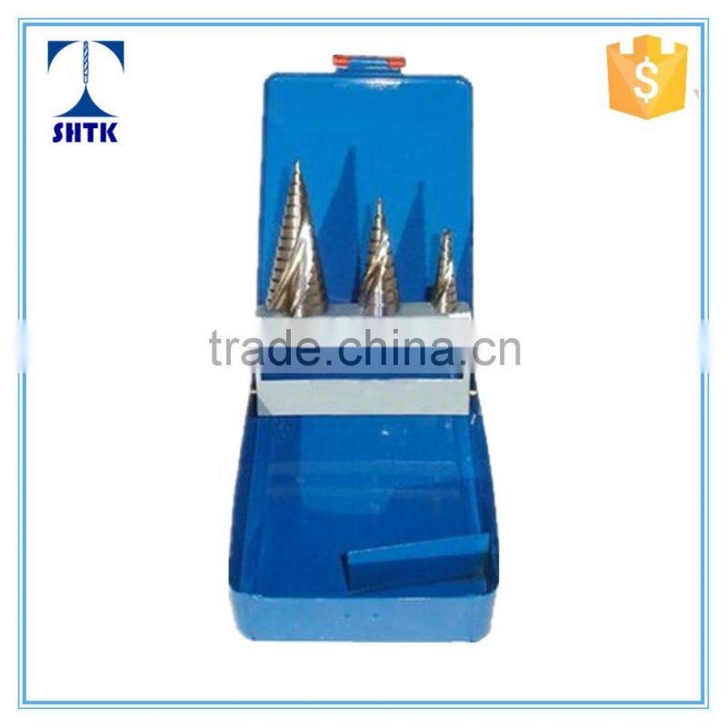 Professional grade drill bit, HSS straight flute and spiral flute step drill bit,3PCS