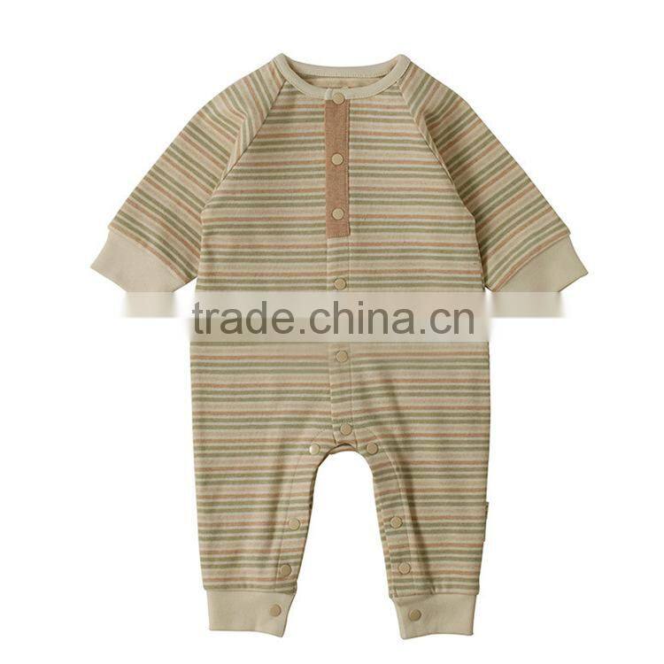 gery and write stripe organic cotton winner wear long sleeve wholesale happy newborn baby boy clothing with button