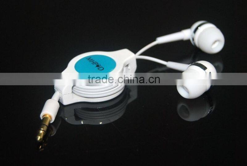 Factory Price In-ear earphone with retractable cable