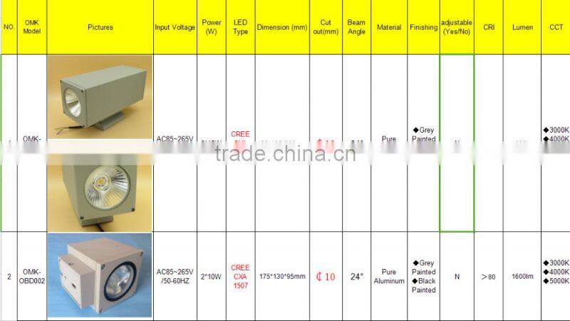 2X10W square hotel LED outdoor Wall Light