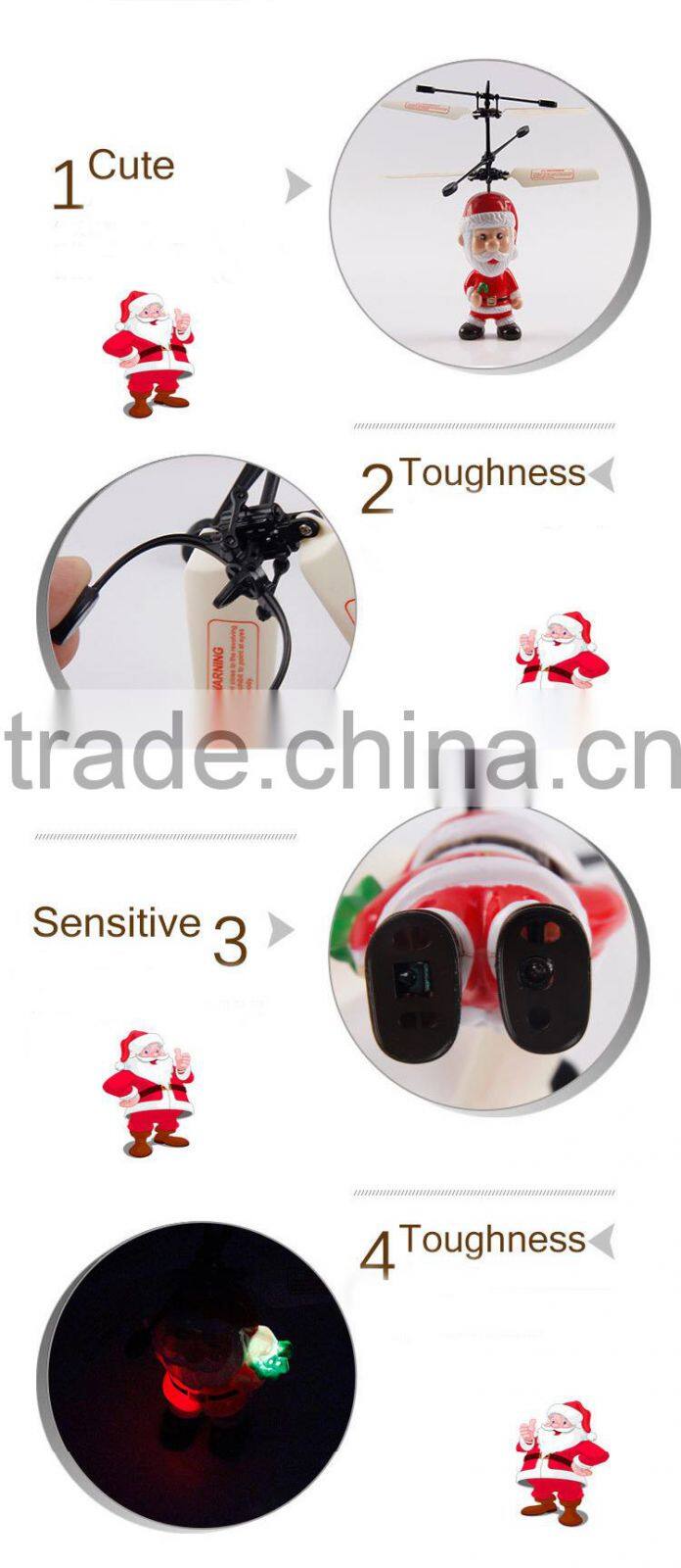 Infrared flying Santa Claus hand inductive control helicopter boys gift best toys for 2015 christmas gift in hot sale