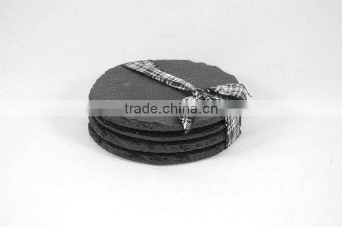 black round slate stone coffee placemats and coasters promotional round slate placemats and coasters with sand-blasted logo