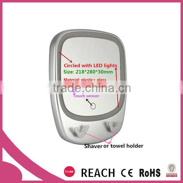 Suction cup magnifying shaving mirror with led lights