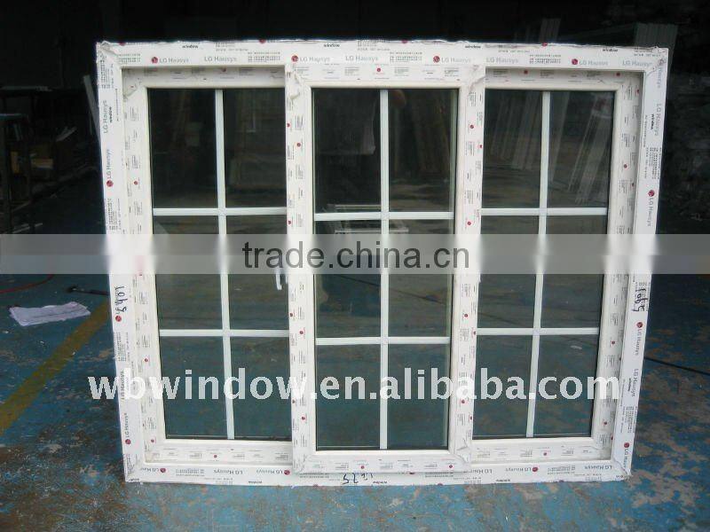 60mm series pvc sliding windows with grill design