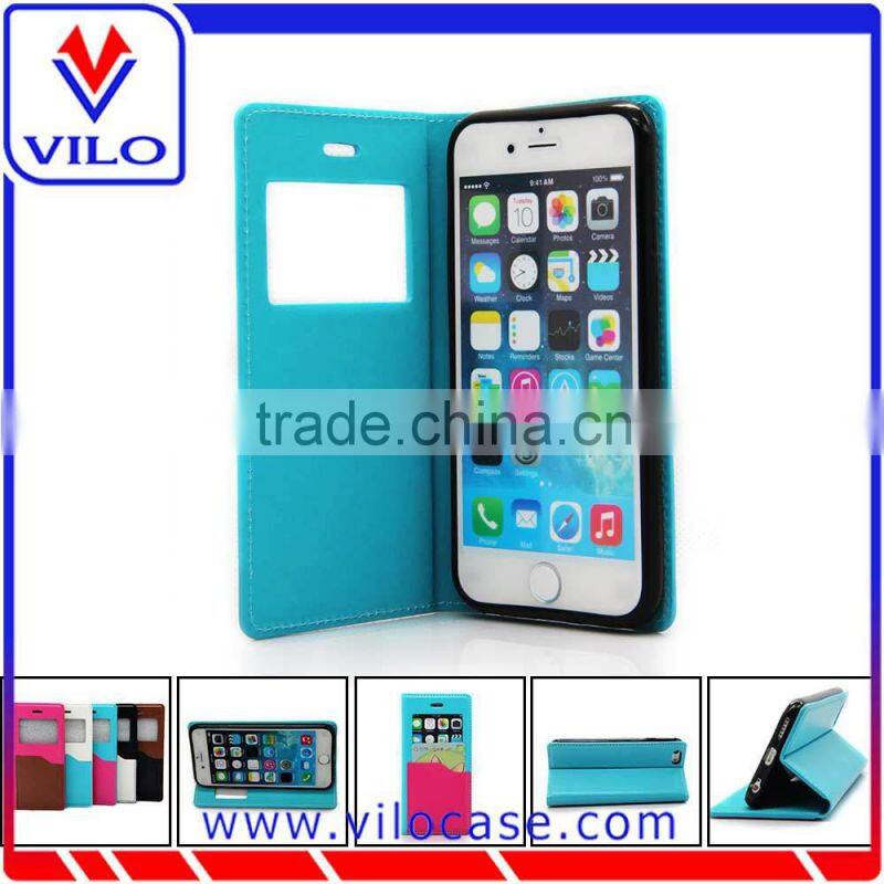 card holder Combo color Leather flip case for iphone 6s with window