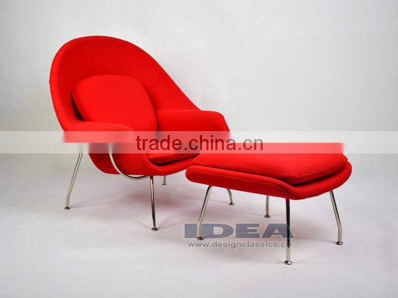 Replica Womb Chair Foot Stool - Red Wool Fabric