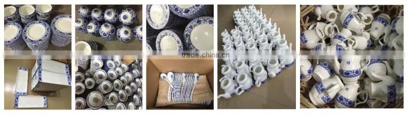 hot sale blue and white ceramic oval shape food fish dinner plates