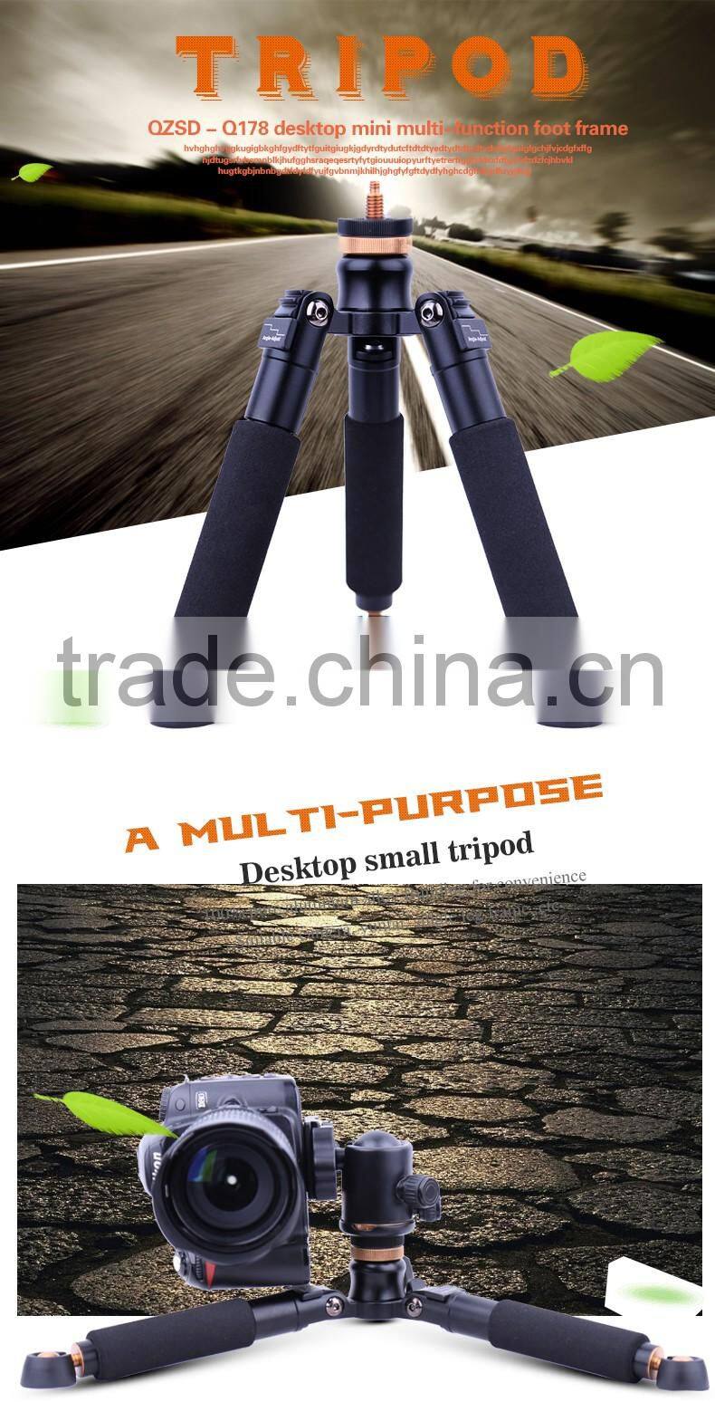QZSD-Q178 Portable 0.53KG Folding Ultra Aluminum alloy tripod compact desktop Macro mini tripod kit with ball head for DSLR