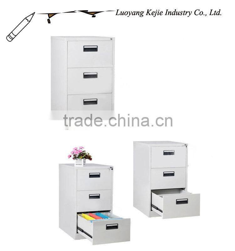 Fireproof colorful lateral three drawer steel storage filling cabinet