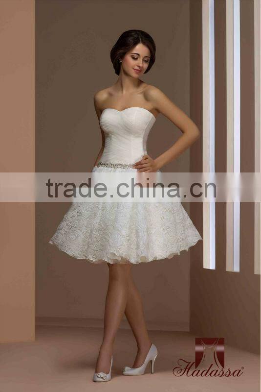 French designe Mini / Short Wedding Dress / Gown Crystal Beading