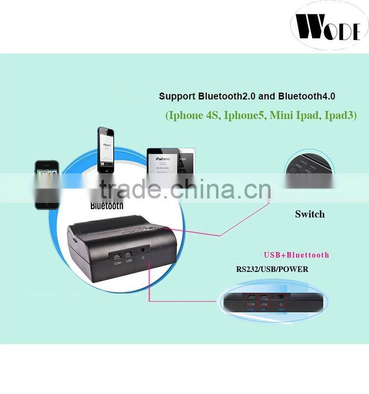80mm mini mobile bluetooth receipt printer portable thermal printer for Android and IOS