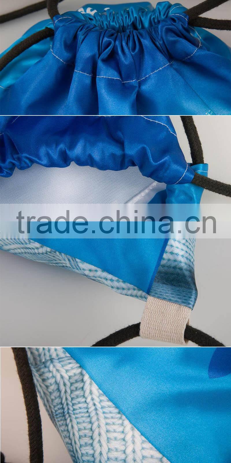 Hot sell big custom made sublimated drawstring travel bag