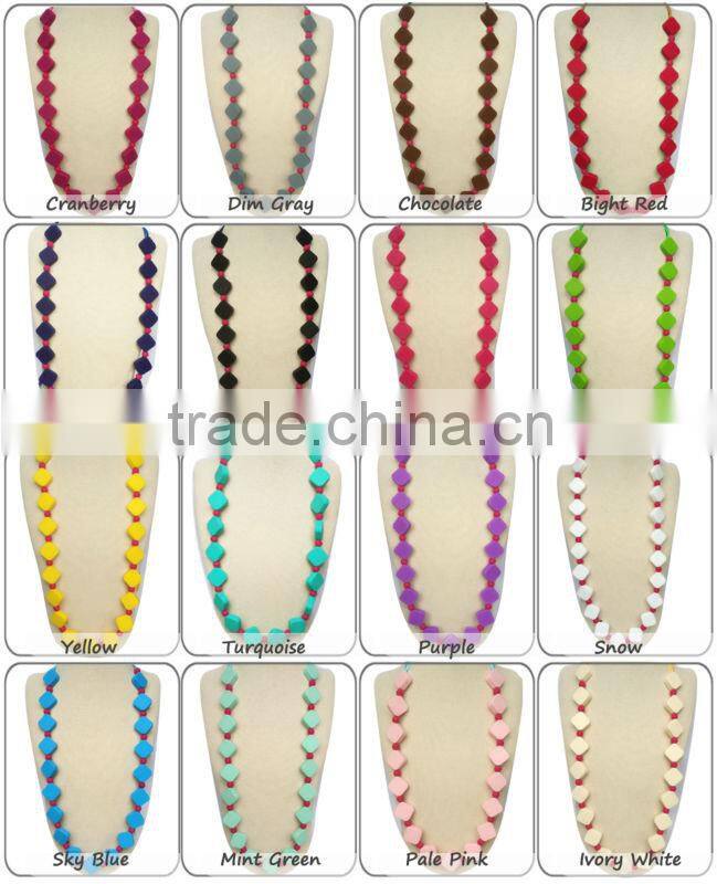 Hot Selling Hot Pink Silicon Beads Necklace Jewellery Sets