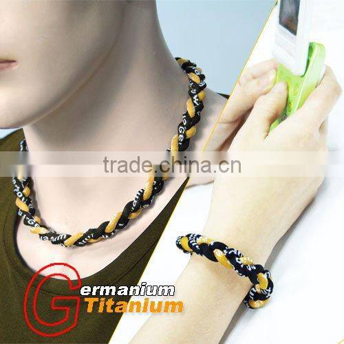 Blue & White 1Set Titanium Baseball Sports Necklace & Bracelet, 3 Ropes