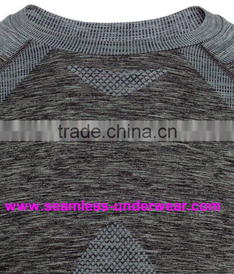 Polypropylene + Nylon + Spandex Cycling Base Layer, Men's Seamless Compression Base Layer for Skiing, Jogging & Training