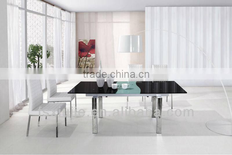 2013 Latest Modern Retractable Rectangular Glass Dining Table,Glass Mirrored Dining Room Table L806B