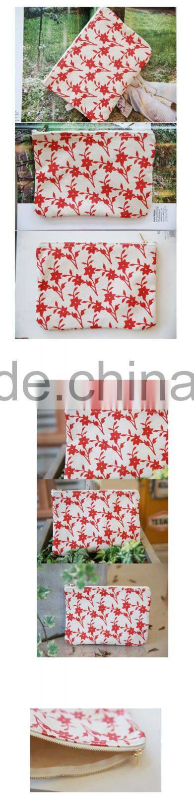New fashion printed canvas bag zipper coin change purse