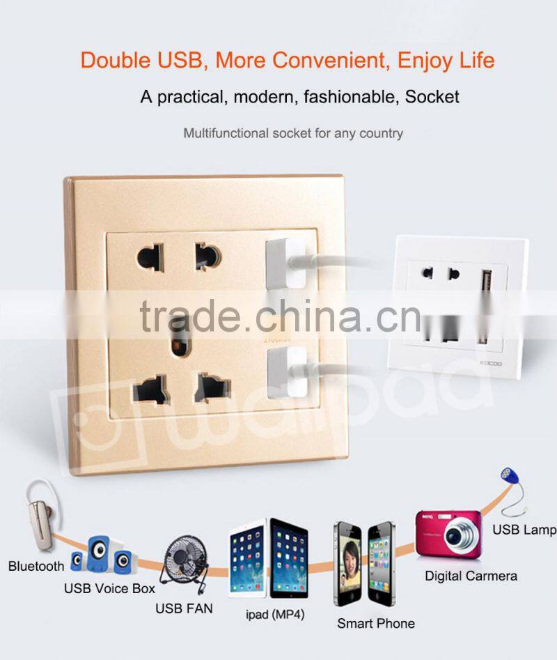 New Design Wallpad High Quality White PC110~250V Electrical Wall Socket with Usb Port USB Power Wall Lamp Light Socket EU UK