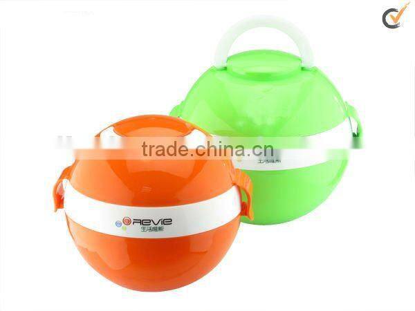 egg-shaped double layers plastic lunch box with handle